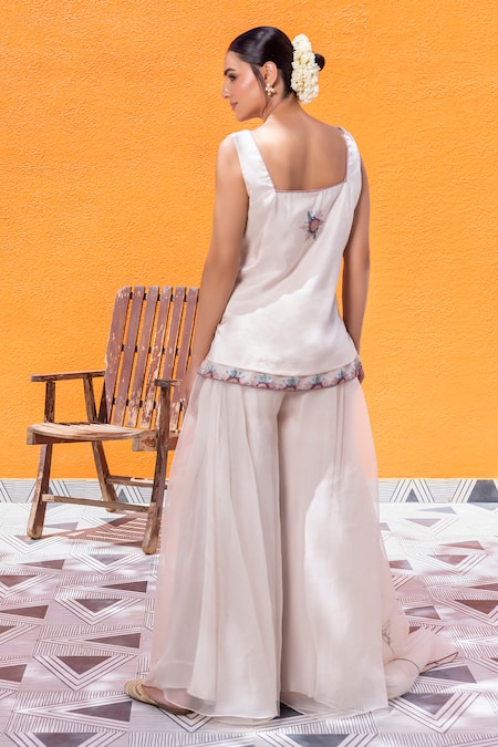 Janki India Ivory Organza Sharara Set 