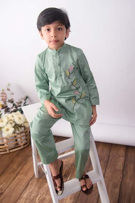 The Right Cut Mint Green Petal Prince Kurta Set 