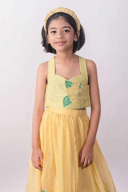 The Right Cut Lime Organza Embroidery Butter Leaf Skirt Co-ord Set Online at Aza Fashions The Right Cut_Lime Organza Embroidery Butter Leaf Skirt Co-ord Set _Online_at_Aza_Fashions