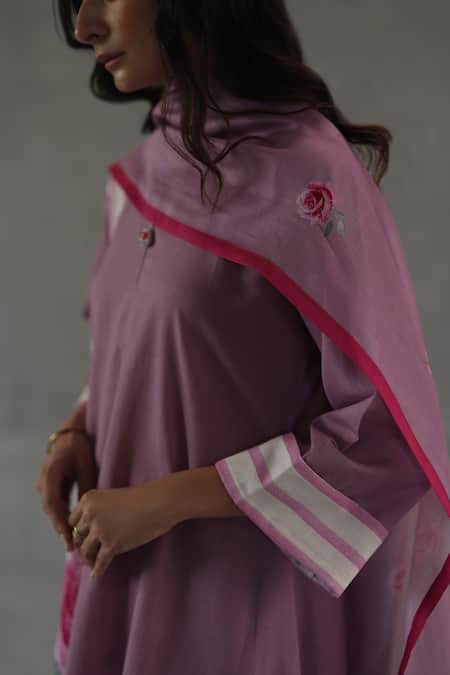 Roza_Pink Mirage Chanderi Stole _Online_at_Aza_Fashions