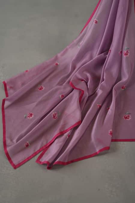 Buy_Roza_Pink Mirage Chanderi Stole _Online_at_Aza_Fashions