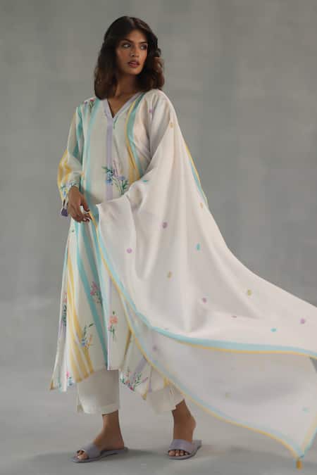 Roza Dahlia Chanderi Printed Stole 