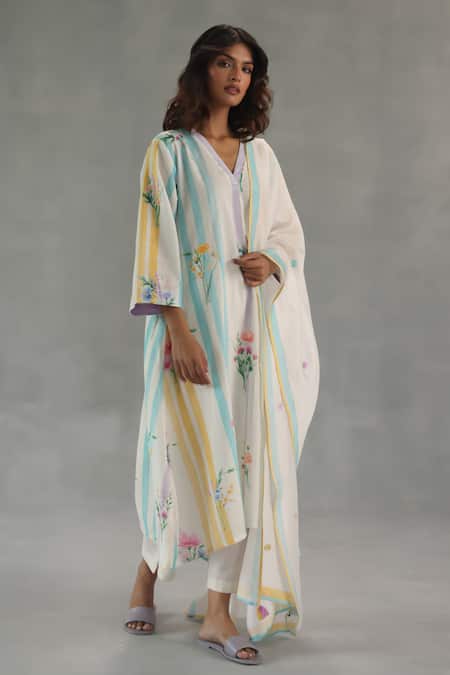 Roza Dahlia Chanderi Printed Stole 