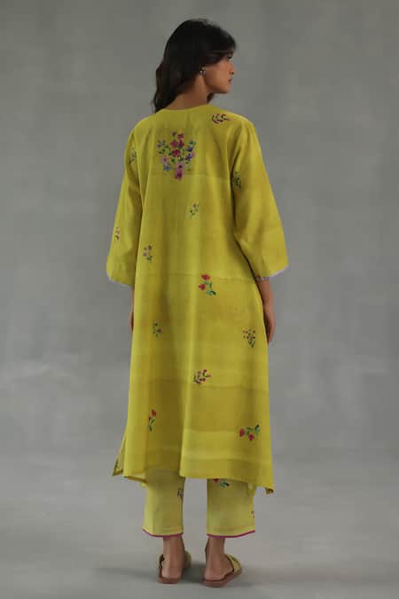 Roza Viola Floral Print Kurta & Pant Set 