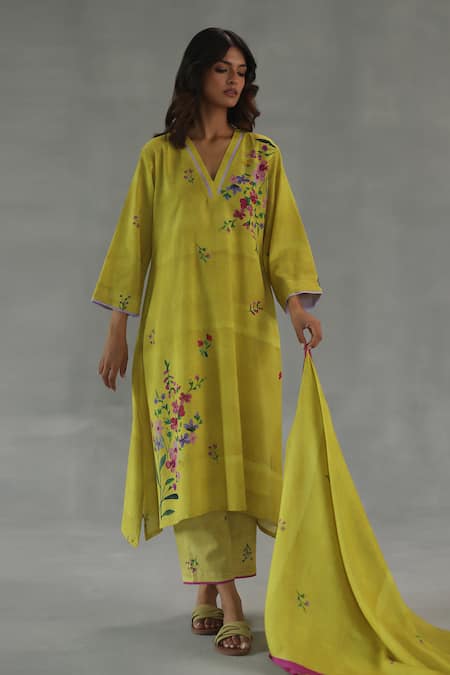 Roza Viola Chanderi Floral Print Stole 