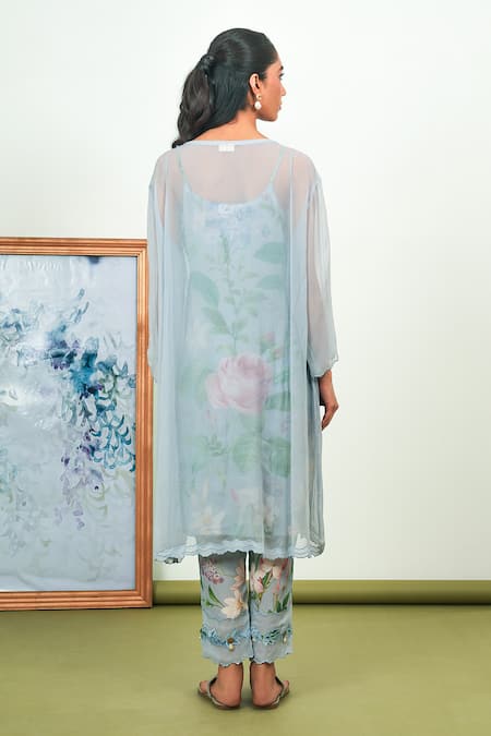 Sage Saga Holly Chiffon Printed Phiran Kurta Set 