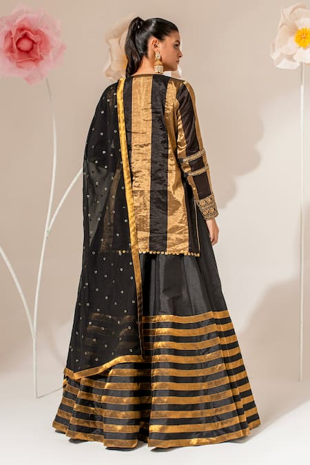 Akara Sequin Embroidered Kurta Lehenga Set 