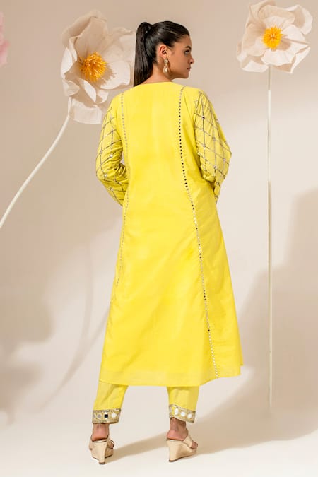 Akara Yellow Dola Silk Kurta Salwar Set 
