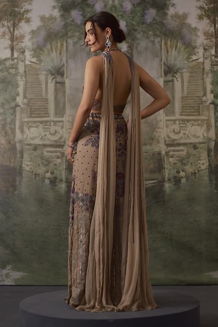 Falsa_Purple Chantelle Beads, Embroidery Scoop Neck Hand Lehenga Set _Online_at_Aza_Fashions