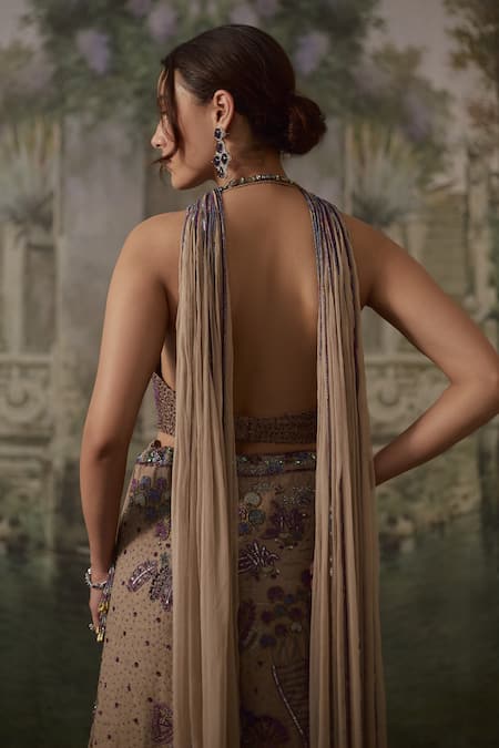 Buy_Falsa_Purple Chantelle Beads, Embroidery Scoop Neck Hand Lehenga Set _Online_at_Aza_Fashions