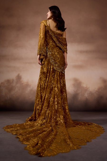 Falsa Hand Embroidered Dress With Draped Dupatta 