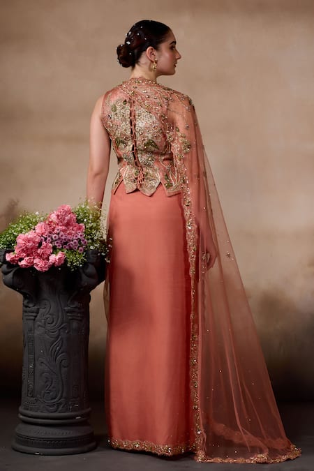 Falsa Embroidered Pre-Draped Saree & Corset Blouse 