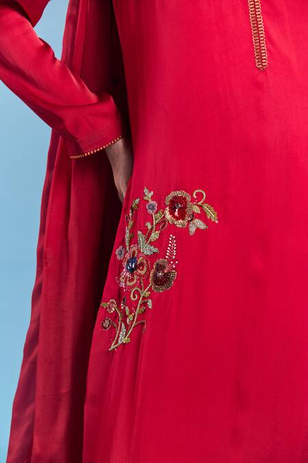 Buy Kalista Red Viscose, Satin, Silk Beads, Sequins, Embroidery Round Neck Jeni Kurta Set Online at Aza Fashions Buy_Kalista_Red Viscose, Satin, Silk Beads, Sequins, Embroidery Round Neck Jeni Kurta Set _Online_at_Aza_Fashions