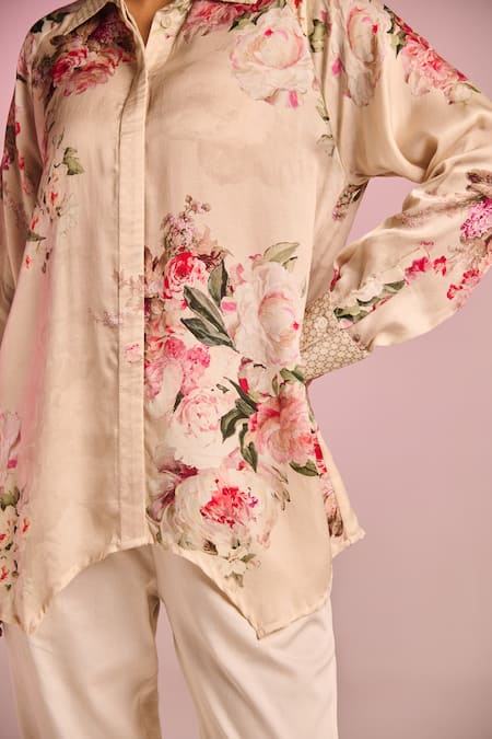 Shop_Kalista_Cream Satin Collared Kylie Shirt _Online_at_Aza_Fashions