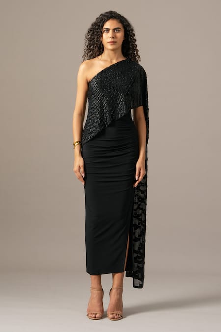 Namrata Joshipura Black Jersey One Shoulder Gown Online at Aza Fashions Namrata Joshipura_Black Jersey One Shoulder Gown _Online_at_Aza_Fashions