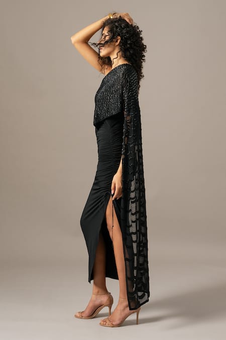 Buy Namrata Joshipura Black Jersey One Shoulder Gown Online at Aza Fashions Buy_Namrata Joshipura_Black Jersey One Shoulder Gown _Online_at_Aza_Fashions