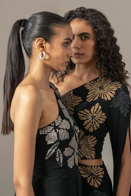 Buy Namrata Joshipura Black Jersey Beads, Embroidery One Shoulder Gown Online at Aza Fashions Buy_Namrata Joshipura_Black Jersey Beads, Embroidery One Shoulder Gown _Online_at_Aza_Fashions