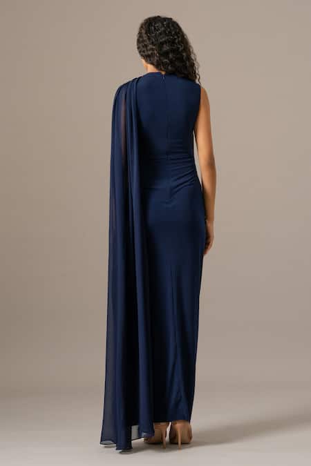 Namrata Joshipura Star Draped Navy Saree Gown 