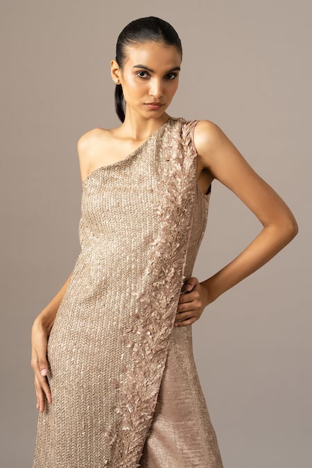 Buy_Namrata Joshipura_Blush Applique One Shoulder Fern Jumpsuit _Online_at_Aza_Fashions