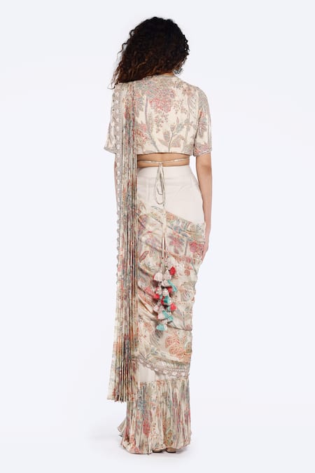 Onaya Pre-Draped Saree & Embellished Blouse Set 