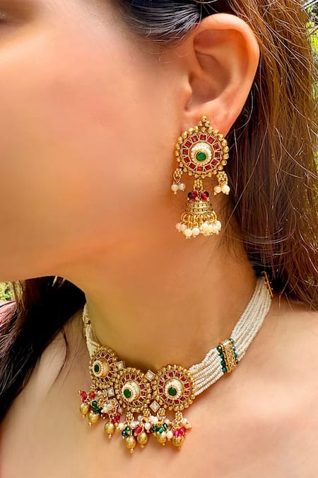 Prestones Multi Stone Motif Necklace Set 