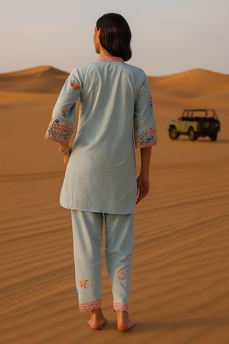 Samatvam By Anjali Bhaskar Gulrang Embroidered Tunic With Pant 