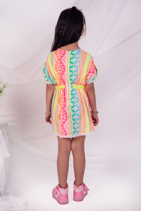 Shop_Toplove_Multi Color Pearls, Lace Multicolor Kaftan Dress _at_Aza_Fashions