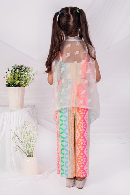 Toplove Multicolor Pop Pant Set With Shrug 