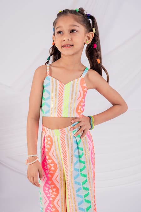 Toplove_Multi Color Wool, Cotton Multicolor Pop Pant Set _Online_at_Aza_Fashions