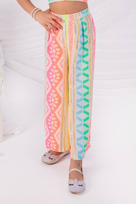 Buy_Toplove_Multi Color Wool, Cotton Multicolor Pop Pant Set _Online_at_Aza_Fashions
