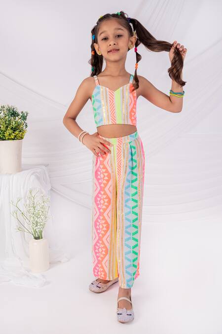 Shop_Toplove_Multi Color Wool, Cotton Multicolor Pop Pant Set _Online_at_Aza_Fashions