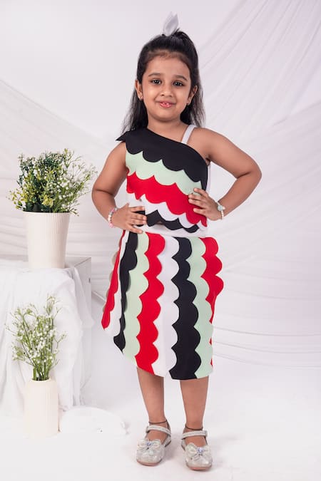 Toplove Multi Color Neoprene Scallop Pop Skirt Set