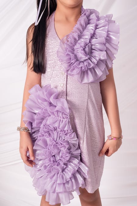 Toplove_Lavender Ruffles Trench Dress _Online_at_Aza_Fashions