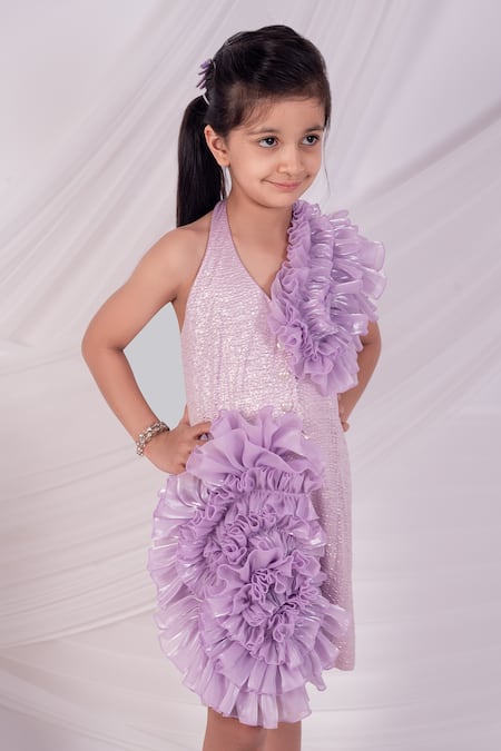 Shop_Toplove_Lavender Ruffles Trench Dress _Online_at_Aza_Fashions