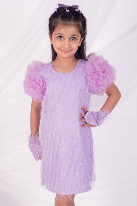 Toplove Lavender Fur, Net Flutter Dress 