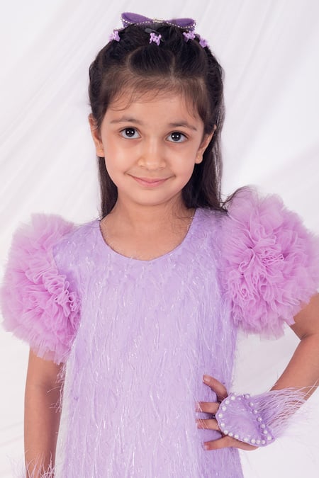 Toplove_Lavender Fur, Net Flutter Dress _Online_at_Aza_Fashions