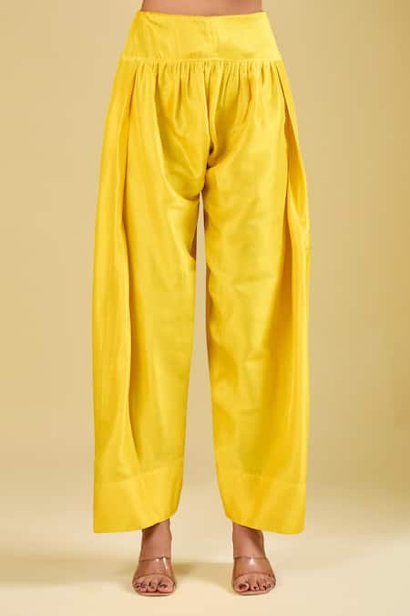 Buy Archana Shah Yellow Zari Round Neck Striped Embroidered Short Anarkali Set Online at Aza Fashions Buy_Archana Shah_Yellow Zari Round Neck Striped Embroidered Short Anarkali Set _Online_at_Aza_Fashions