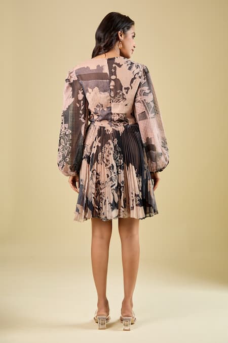 Pankaj & Nidhi Wisp Sequin Work Accordion Pleated Dress