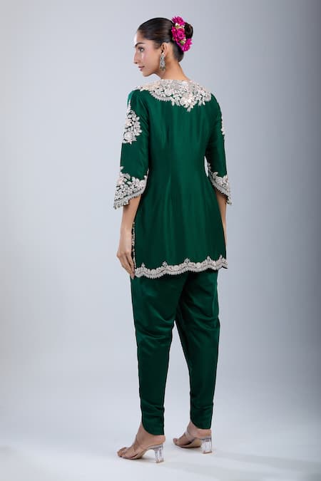Prisho Green Embroidery Round Neck Kurta Set Online at Aza Fashions Prisho_Green Embroidery Round Neck Kurta Set _Online_at_Aza_Fashions