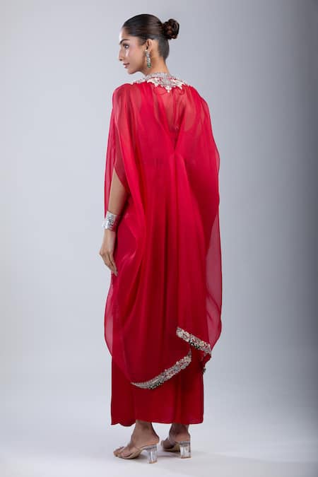 Prisho Embroidered Cape Skirt Set 