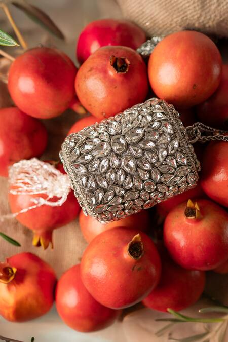 Bhavna Kumar_Silver Diamonds Kundan Embellished Clutch _at_Aza_Fashions