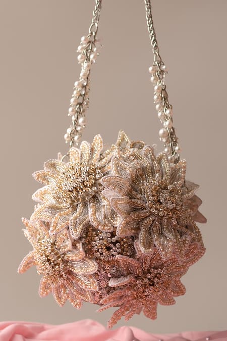 Bhavna Kumar 3D Pearl Lily Bloom Embellished Clutch 