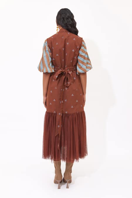 Aapro Aven Tulle Jacket Set Multi Colour Aven Tulle Jacket & Dress Set 