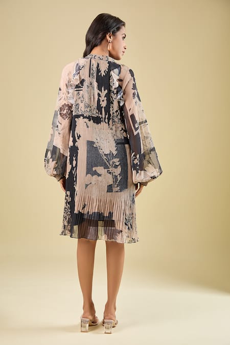 Pankaj & Nidhi Wisp Printed Accordion Pleated Dress