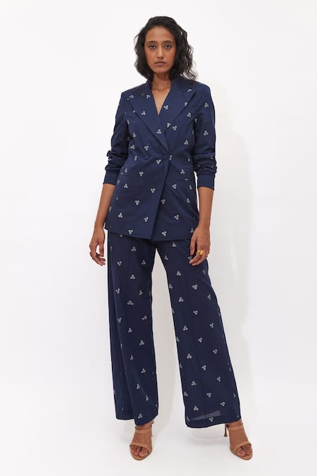 Aapro Rea Multi Colour Hand Block Printed Blazer Set 