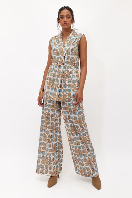 Aapro Cotton Rowena Multi Colour Hand Block Printed Blazer 