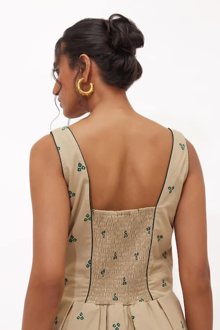 Aapro Selva Pleated Hand Block Printed Dress 