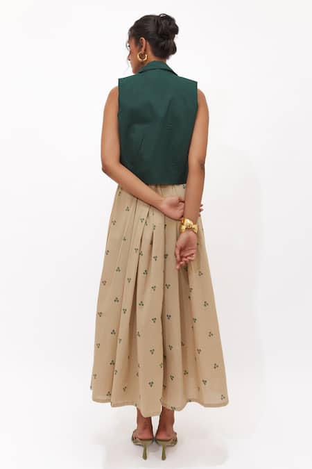 Aapro Selva Multi Colour Hand Block Printed Dress & Jacket 