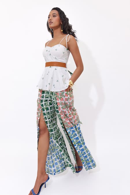 Aapro_Pink Cotton Siara Multi Coloured Block Printed Pant Set _Online_at_Aza_Fashions