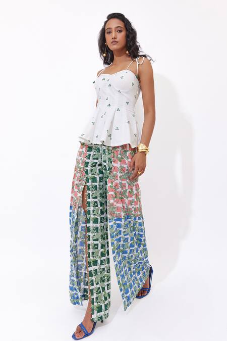 Buy_Aapro_Pink Cotton Siara Multi Coloured Block Printed Pant Set _Online_at_Aza_Fashions